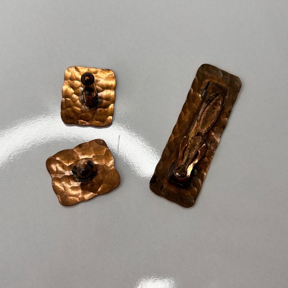 Copper Tie Bar Clip and Cufflinks - Handcrafted Design - Picture 4 of 4